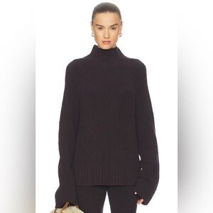 Camila Coelho Dark Brown Ribbed Mock Neck Sweater & Pants